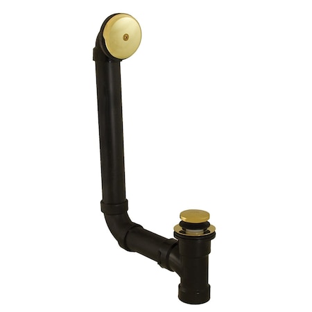 Jones Stephens Polished Brass One-Hole Toe Touch Bath Waste Kit, Direct T-Waste Full Kit, Black Plastic B07027